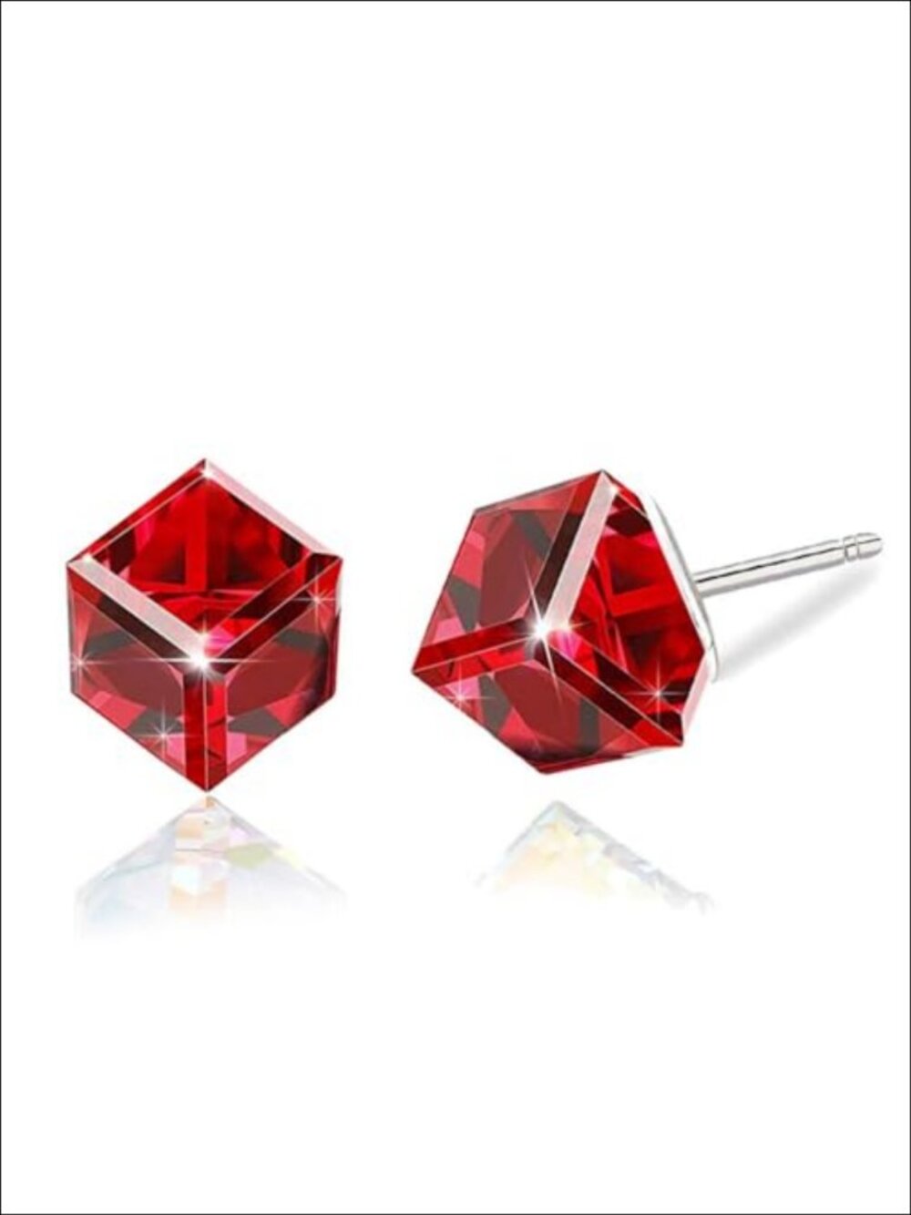 Austrian Crystal Cube Stud Earrings S925 Sterling Silver Posts Push Back